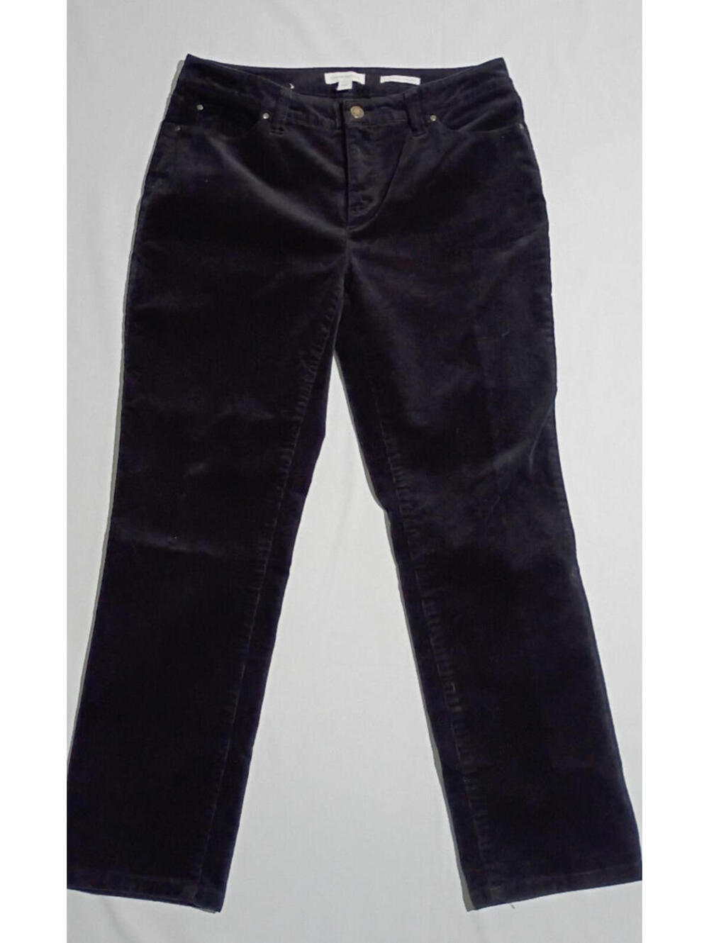 Black Charter Club Corduroy Pants Women 10P Slim It Up Petite Stretch Classic